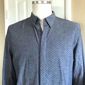 Ch. Dot Print Cotton Chambray L/S Button Up NWOT/L